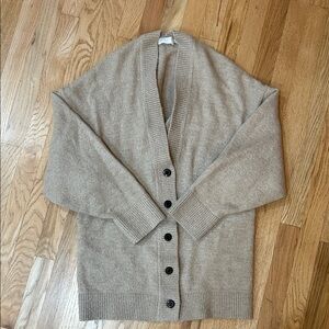 Cozy Tan Cardigan with Button Closure